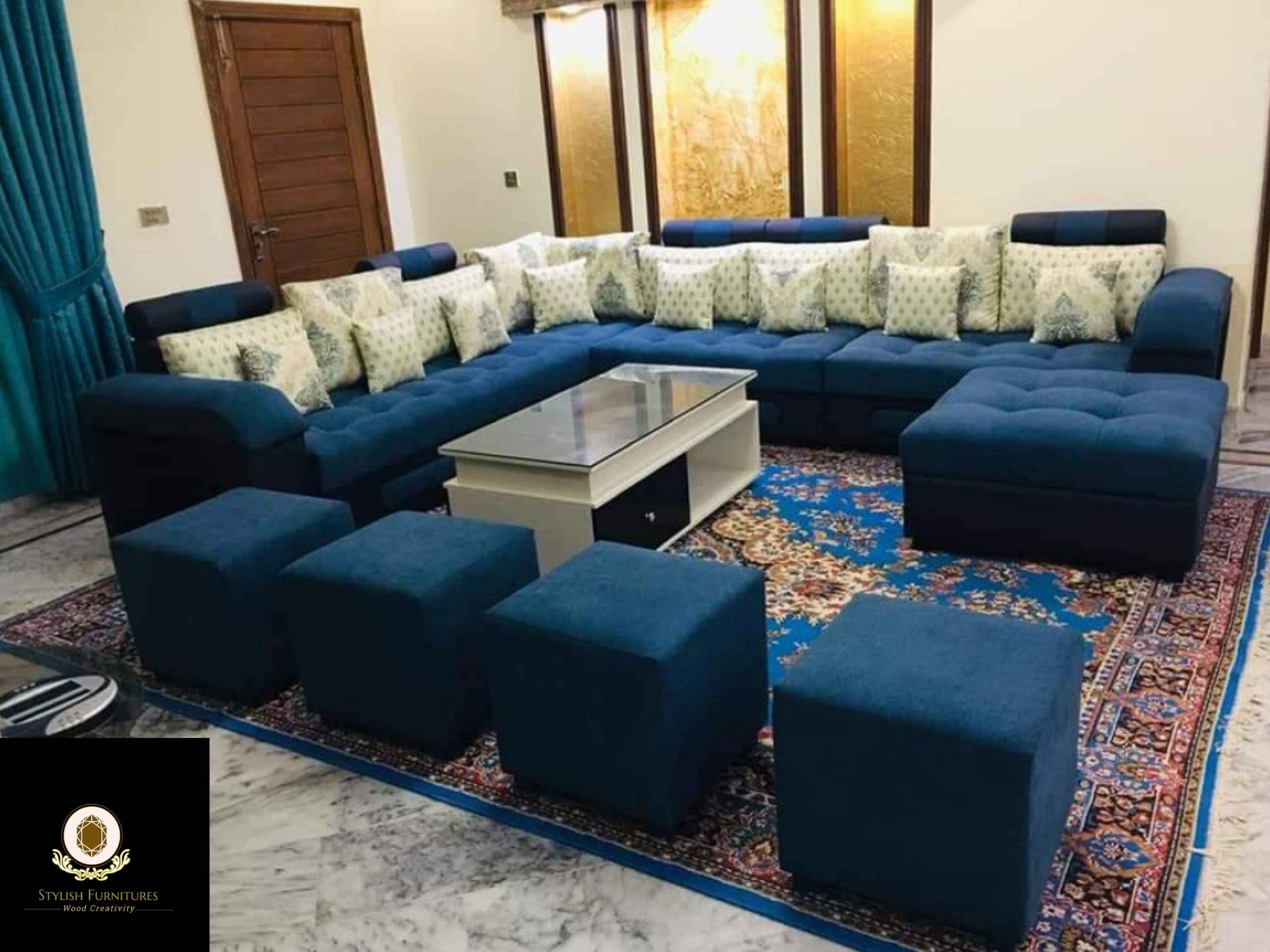 Antique L Shape Sofa in Wood