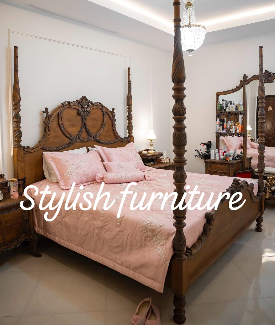 Royal Chinioti Carved Bed Set