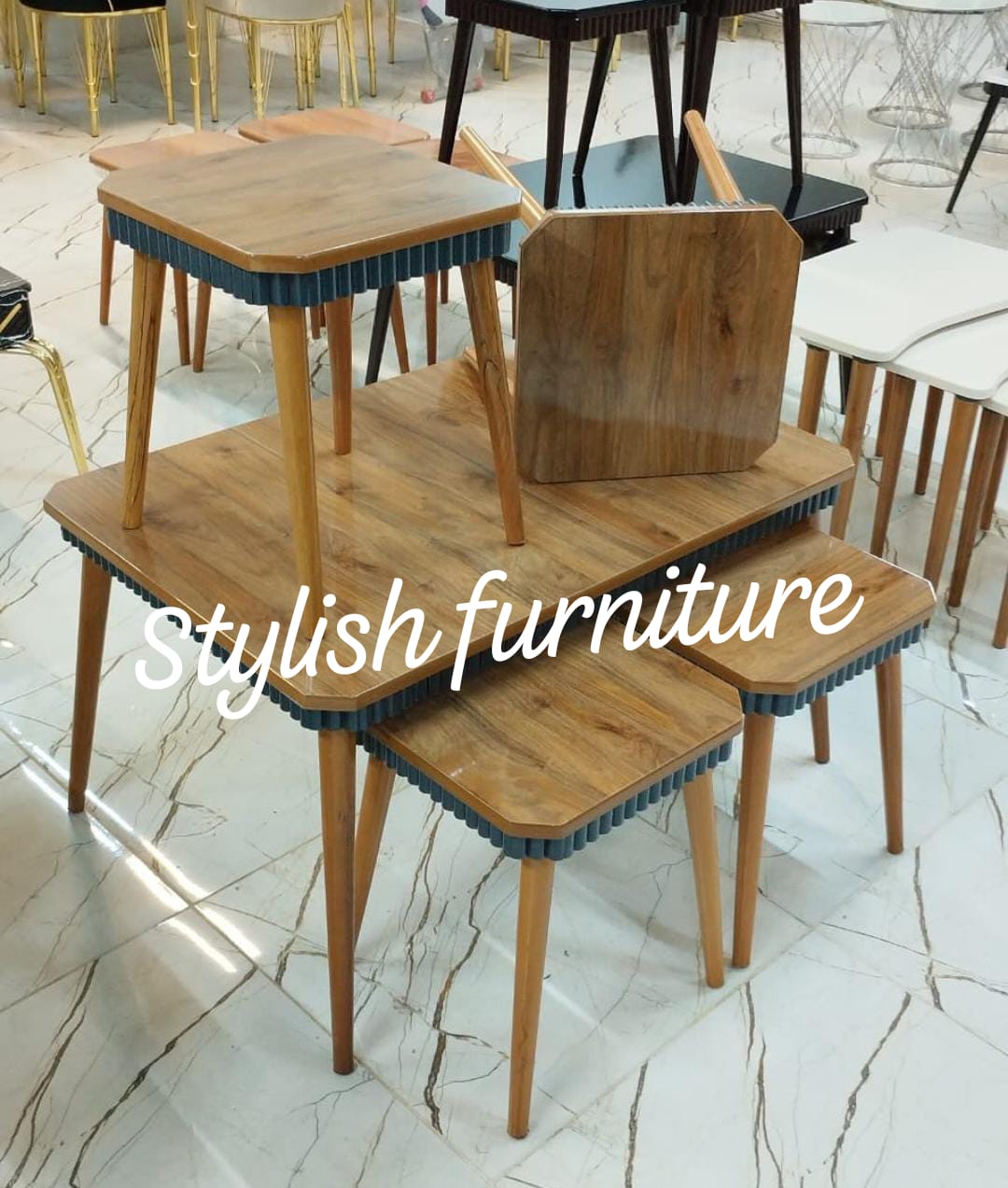 Carved Wooden Nesting Tables