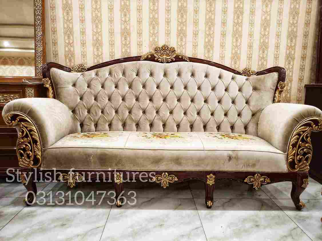 Traditional Carved Wooden Sofa Set