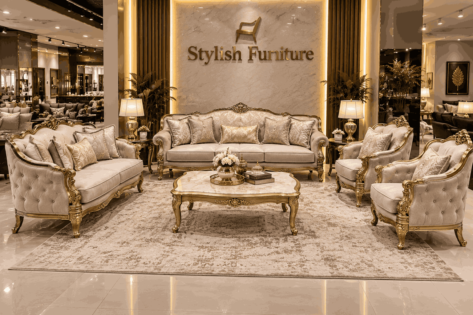 Misri Carved Wooden Sofa Set
